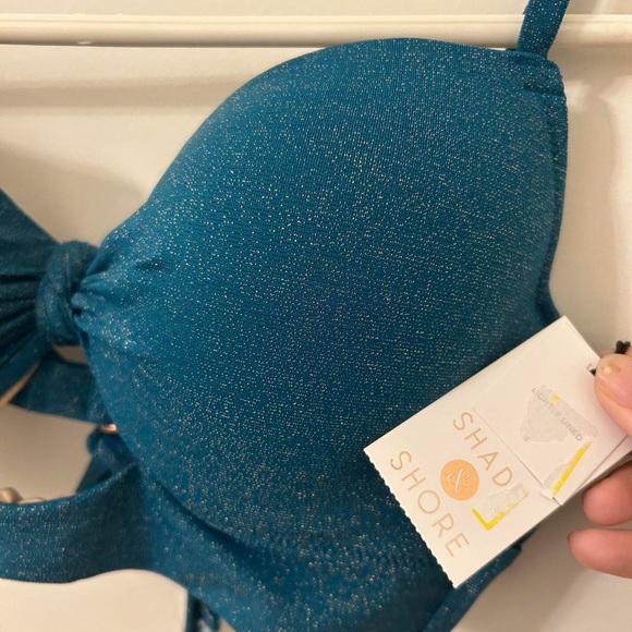 NWT Shade & Shore Sparkly Teal Bikini Top - Picture 5 of 6
